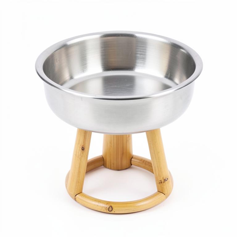 Bamboo Elevated Feeder with Steel Bowl